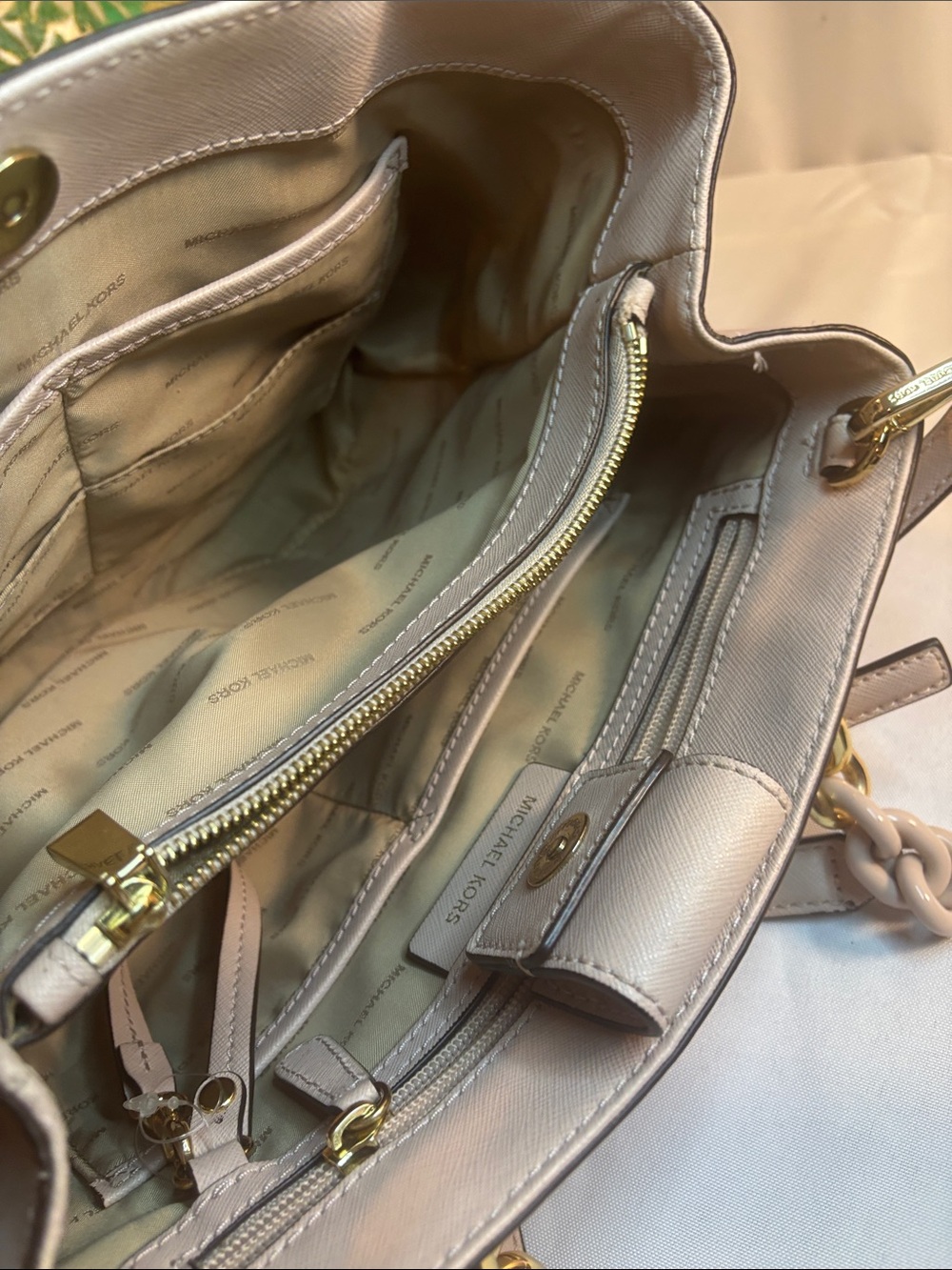Michael Kors Blush Pink Saffiano Leather Shoulder Bag with Gold Hardware